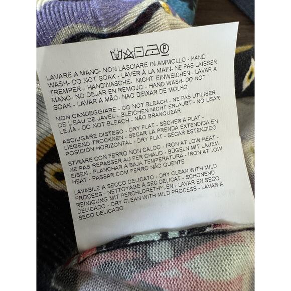 Etro Cardigan Sweater Womens 40 Multicolor Silk Cashmere V Neck Italy Print - Picture 10 of 10